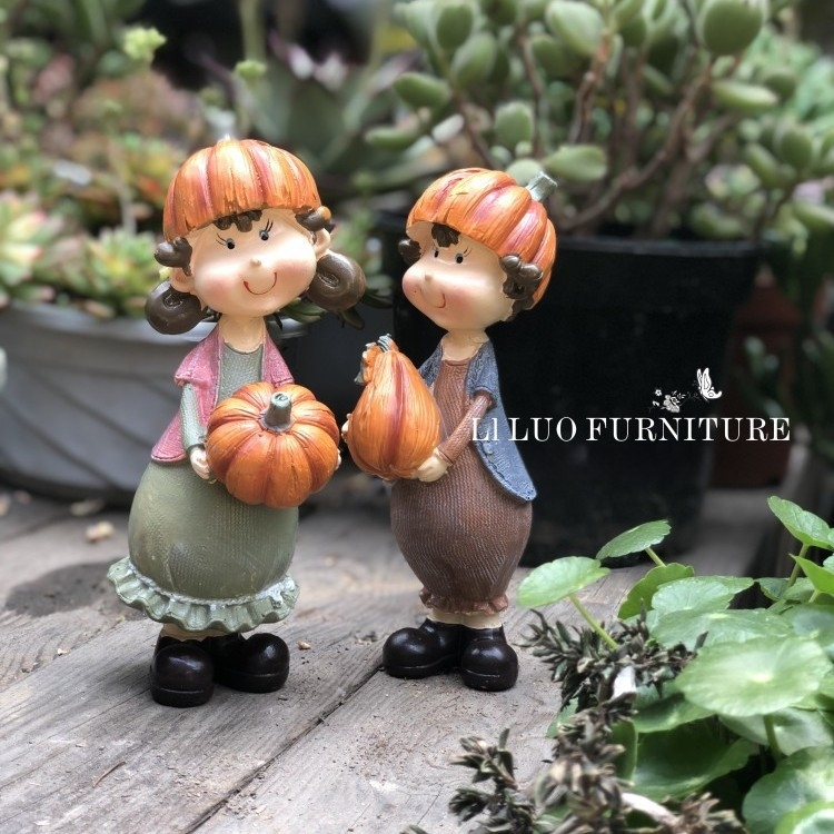 Aiapargi elf figuur – Ameerika maapiirkonna stiil, poiss ja tüdruk, resinist ornament, tootekood Ltao1024428568; kingitus sünnipäevaks, jõuludeks; reklaamkingitus