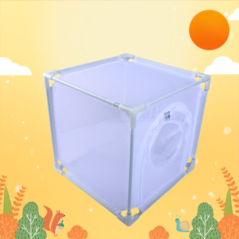 Laste väline putukate toitmiskast – liblikate elupaik varrukaga, avatud uks, kiudtoru, ruudukujulise võrega kaste; päritolu Zhejiang; bränd Xinyang; litsentsiga privaatne silt: Jah