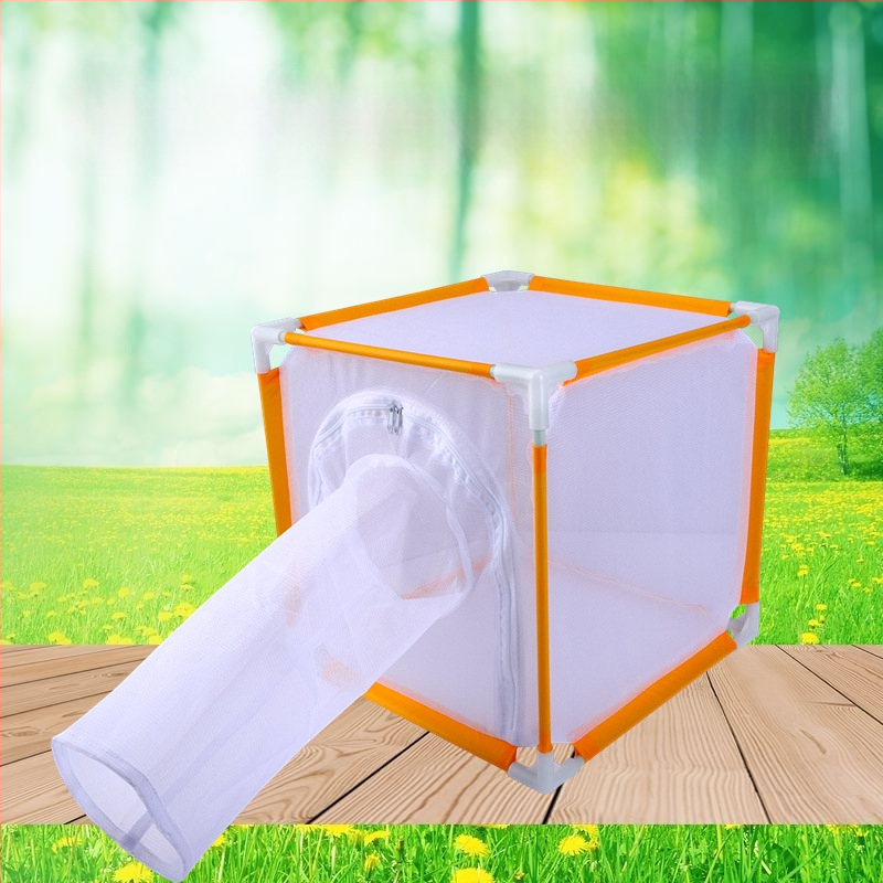 Laste väline putukate toitmiskast – liblikate elupaik varrukaga, avatud uks, kiudtoru, ruudukujulise võrega kaste; päritolu Zhejiang; bränd Xinyang; litsentsiga privaatne silt: Jah