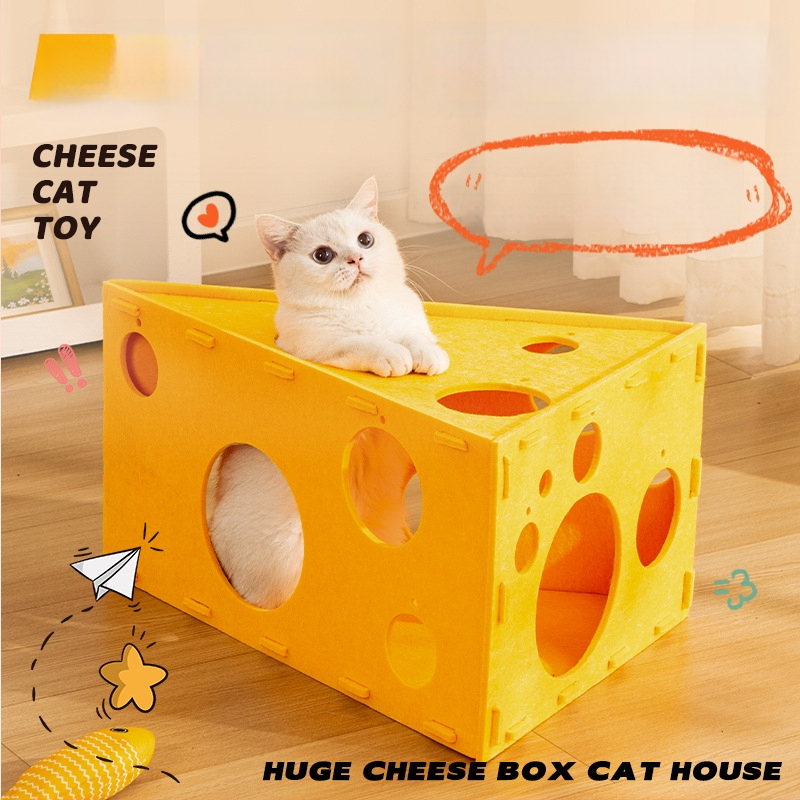 Felt kasside maja kraapimiseplaat ja tunnel – deformeeruv interaktiivne lemmiklooma magamiskoht, mudel NLMW