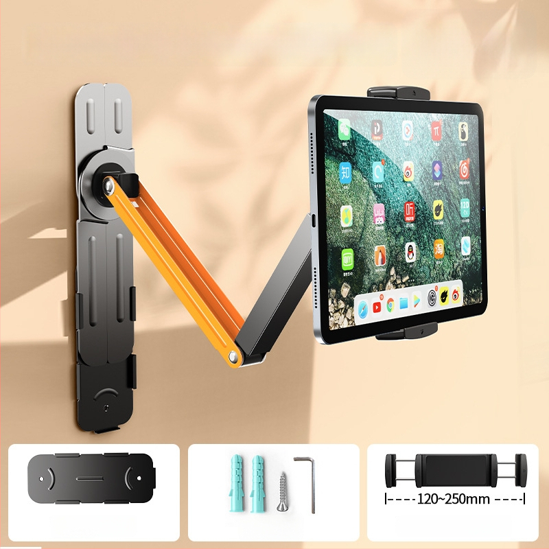 Seinakinnitusega telefonihoidik 360° pöörlemisega, puurimata, süsinikteras + ABS, universaalne stiil