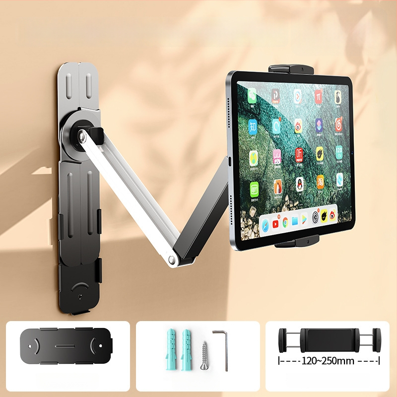 Seinakinnitusega telefonihoidik 360° pöörlemisega, puurimata, süsinikteras + ABS, universaalne stiil