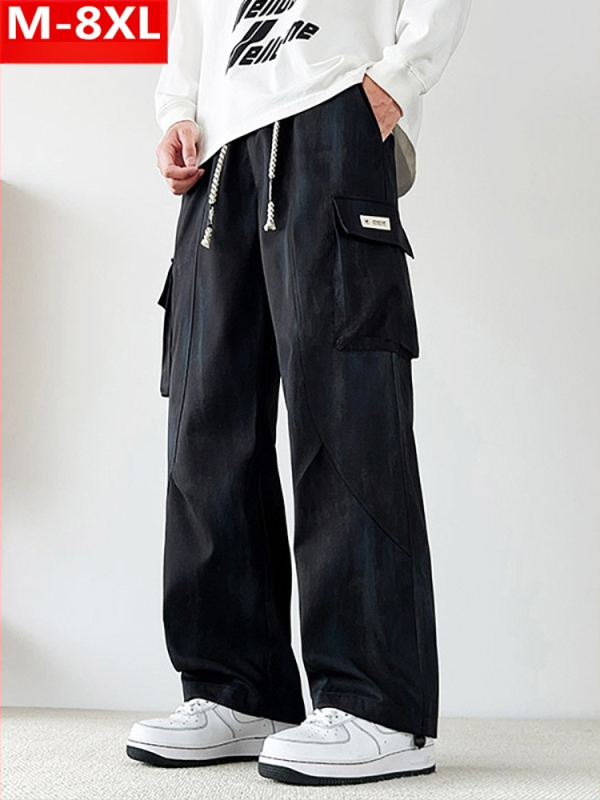 Kargo püksid trükiste taskutega, sirge lõige, keskmine vöökoht, polüesterkangas, pikad püksid kevad-sügisele