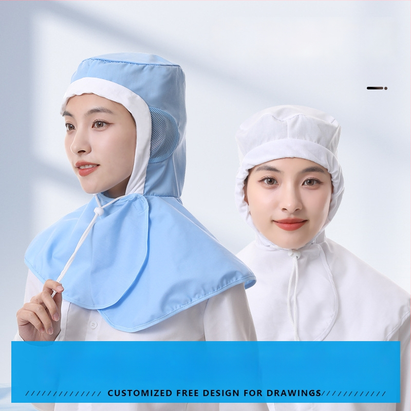 Bavlnená dýchacia hygienická čiapka pre pracovníkov vo potravinárskej výrobe, prachotesná, s plochým vrchom a vyšívaným logom