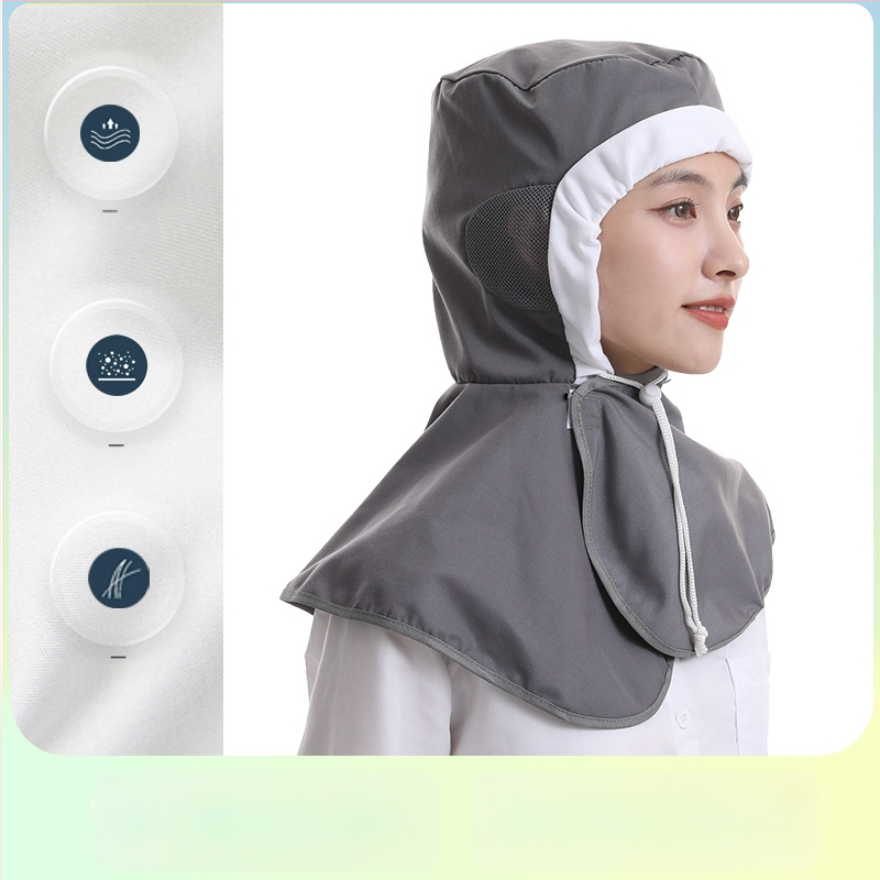 Bavlnená dýchacia hygienická čiapka pre pracovníkov vo potravinárskej výrobe, prachotesná, s plochým vrchom a vyšívaným logom