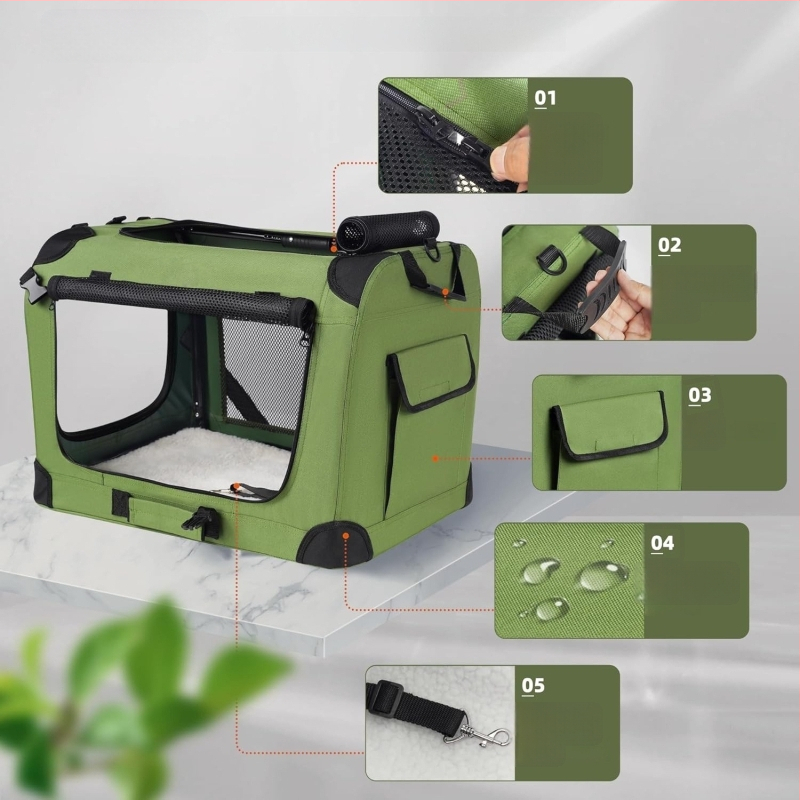 Automobilová taška na domáce zvieratá – veľká taška pre mačky a malé/stredné psy, polyester, kód produktu Fzcw1014, jednofarebný vzor, stredná tuhosť