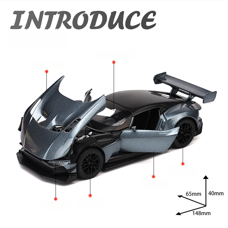 Zliatinový 1:32 závodný model auta so svetelnými efektmi a zvukom, batériový pohon