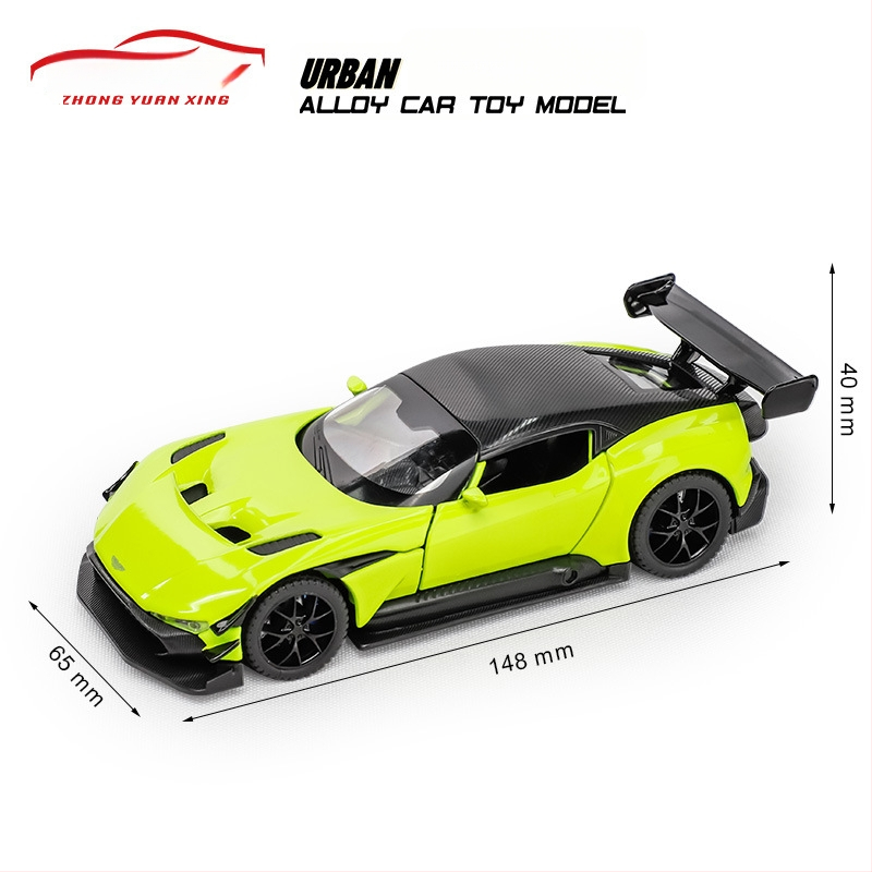 Zliatinový 1:32 závodný model auta so svetelnými efektmi a zvukom, batériový pohon