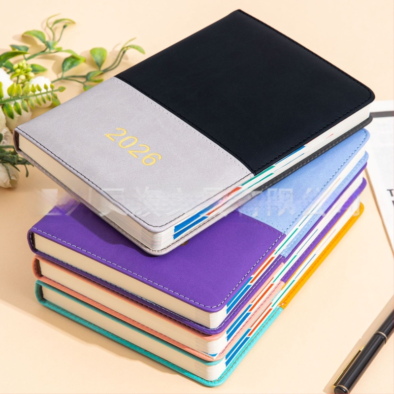 Denník na denný plán s imitáciou kože, šitá väzba, Daolin papier, 80G, 100–200 strán