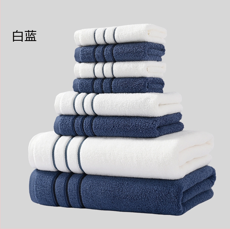 Osemdielny set uterák z 100% bavlny pre kúpeľ a tvár, hrubé a mäkké, celková hmotnosť 1560 g, možnosť tlače loga a súkromná značka