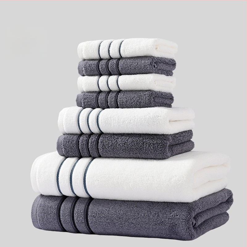 Osemdielny set uterák z 100% bavlny pre kúpeľ a tvár, hrubé a mäkké, celková hmotnosť 1560 g, možnosť tlače loga a súkromná značka