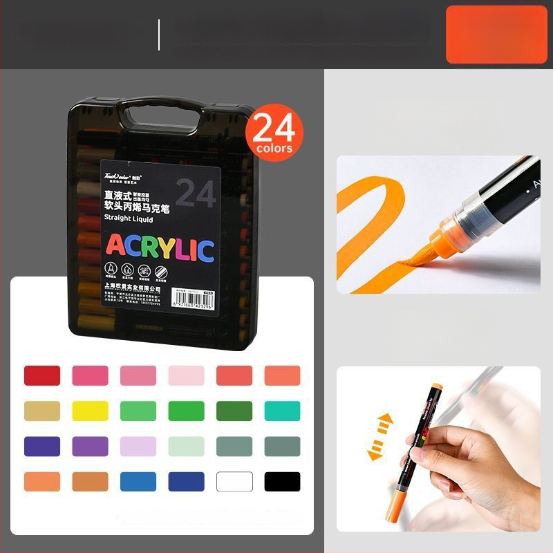 Touchcolor Tekutý akrylový marker s mäkkým hrotom – viacfarebný akvarelový marker pre študentov a deti (Model Z3, Čierna krabička, Špičky možnosti: 24/36/48/72/120)