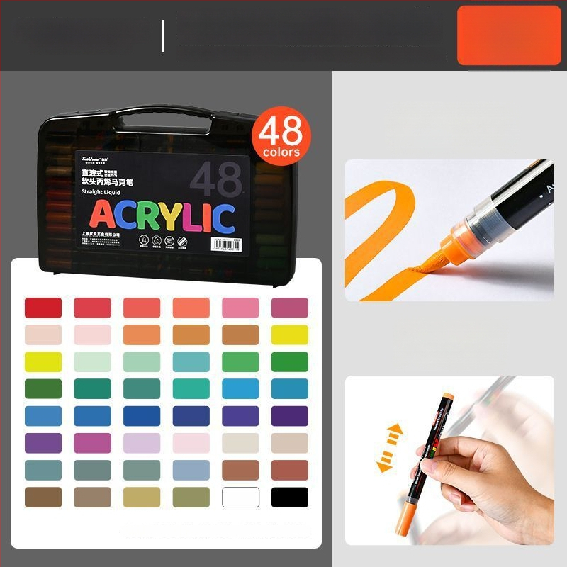 Touchcolor Tekutý akrylový marker s mäkkým hrotom – viacfarebný akvarelový marker pre študentov a deti (Model Z3, Čierna krabička, Špičky možnosti: 24/36/48/72/120)