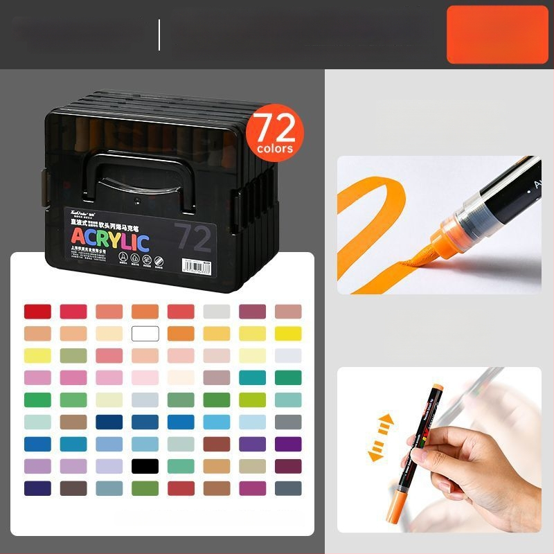 Touchcolor Tekutý akrylový marker s mäkkým hrotom – viacfarebný akvarelový marker pre študentov a deti (Model Z3, Čierna krabička, Špičky možnosti: 24/36/48/72/120)