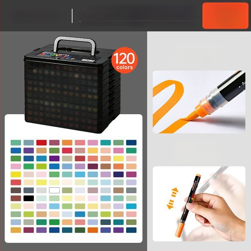 Touchcolor Tekutý akrylový marker s mäkkým hrotom – viacfarebný akvarelový marker pre študentov a deti (Model Z3, Čierna krabička, Špičky možnosti: 24/36/48/72/120)