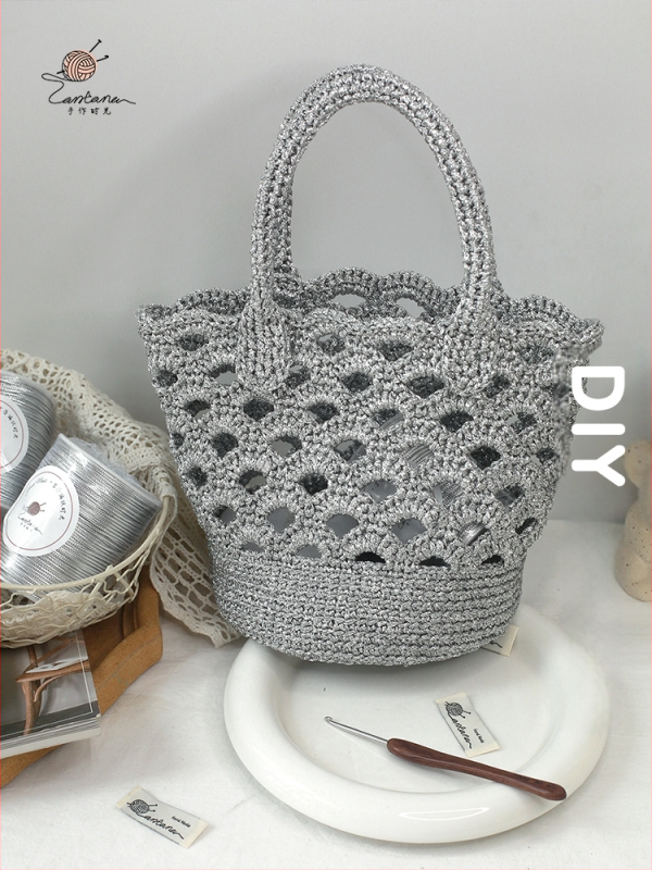 Tamborēta soma ar caurumiem - DIY tamborēšanas komplekts, plastmasas austā soma, Produkta kods 1007136653