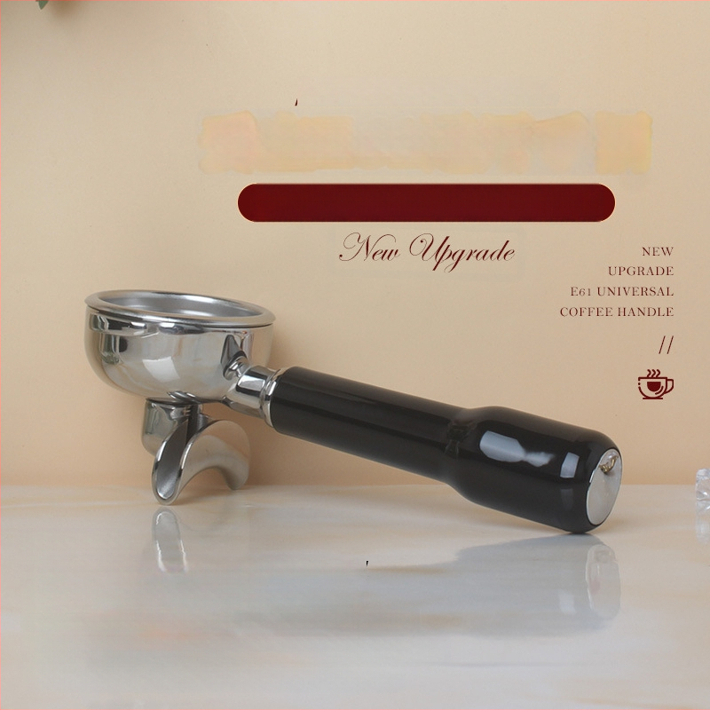 Rukoväť na espresso portafilter – kompatibilná so dvojitým výstupom, drevo + 304 nerezová oceľ, moderný jednoduchý štýl, vhodné pre bary, kaviarne, reštaurácie a domovy