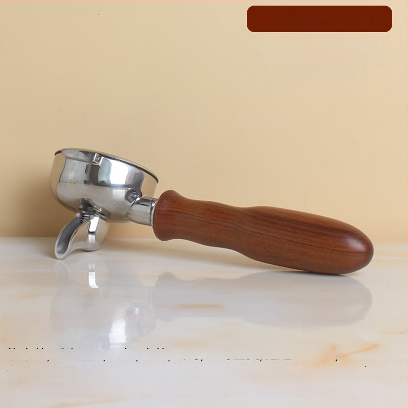 Rukoväť na espresso portafilter – kompatibilná so dvojitým výstupom, drevo + 304 nerezová oceľ, moderný jednoduchý štýl, vhodné pre bary, kaviarne, reštaurácie a domovy