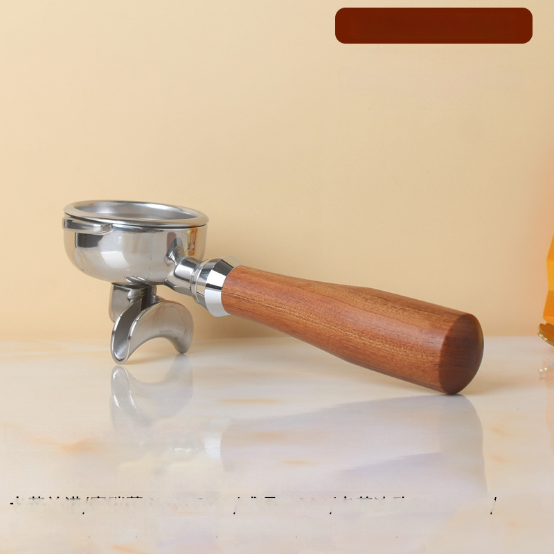 Rukoväť na espresso portafilter – kompatibilná so dvojitým výstupom, drevo + 304 nerezová oceľ, moderný jednoduchý štýl, vhodné pre bary, kaviarne, reštaurácie a domovy