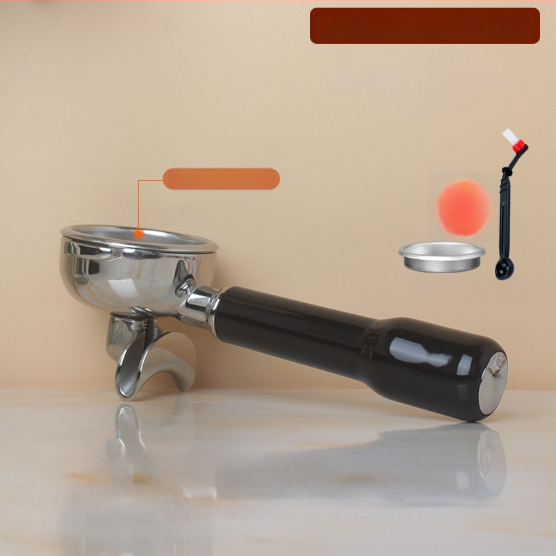 Rukoväť na espresso portafilter – kompatibilná so dvojitým výstupom, drevo + 304 nerezová oceľ, moderný jednoduchý štýl, vhodné pre bary, kaviarne, reštaurácie a domovy