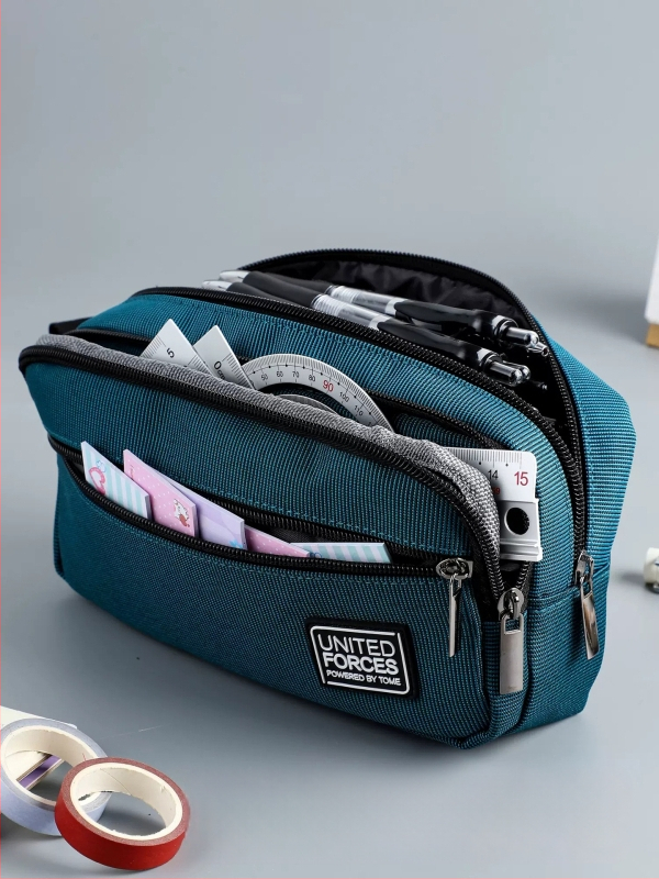 Pildspalvu maciņš ar trim rāvējslēdzējiem, liela ietilpība, Oxford audums, universāls, brīvā laika stils