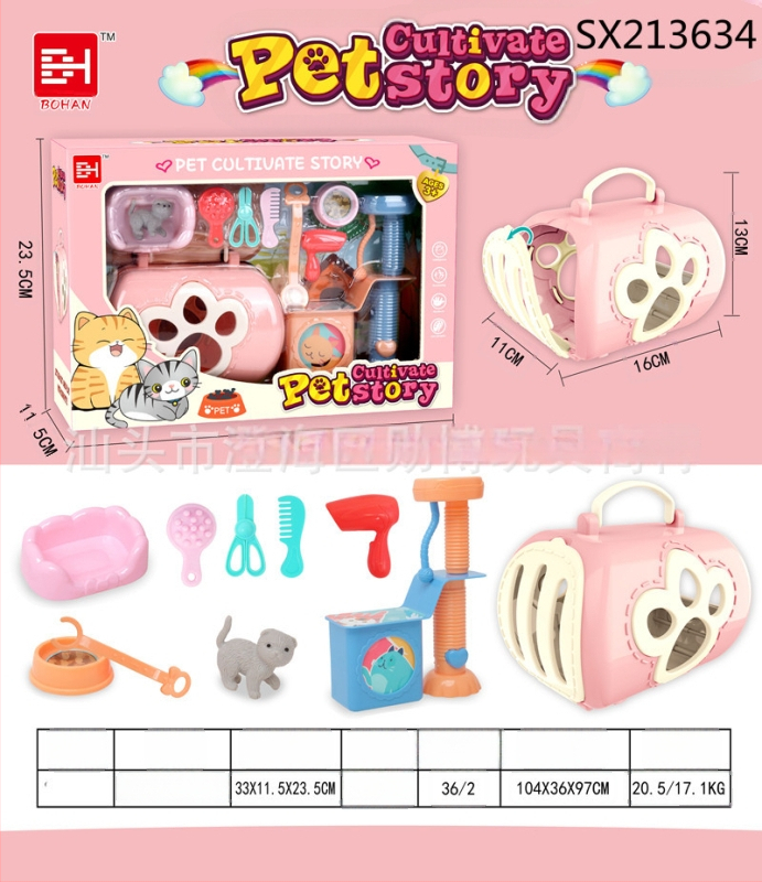 Simulēta mājdzīvnieku kaste bērniem — spēļu mājiņa, plastmasa, vecums 4–6 gadi, suņa kucēna un kaķa komplekts