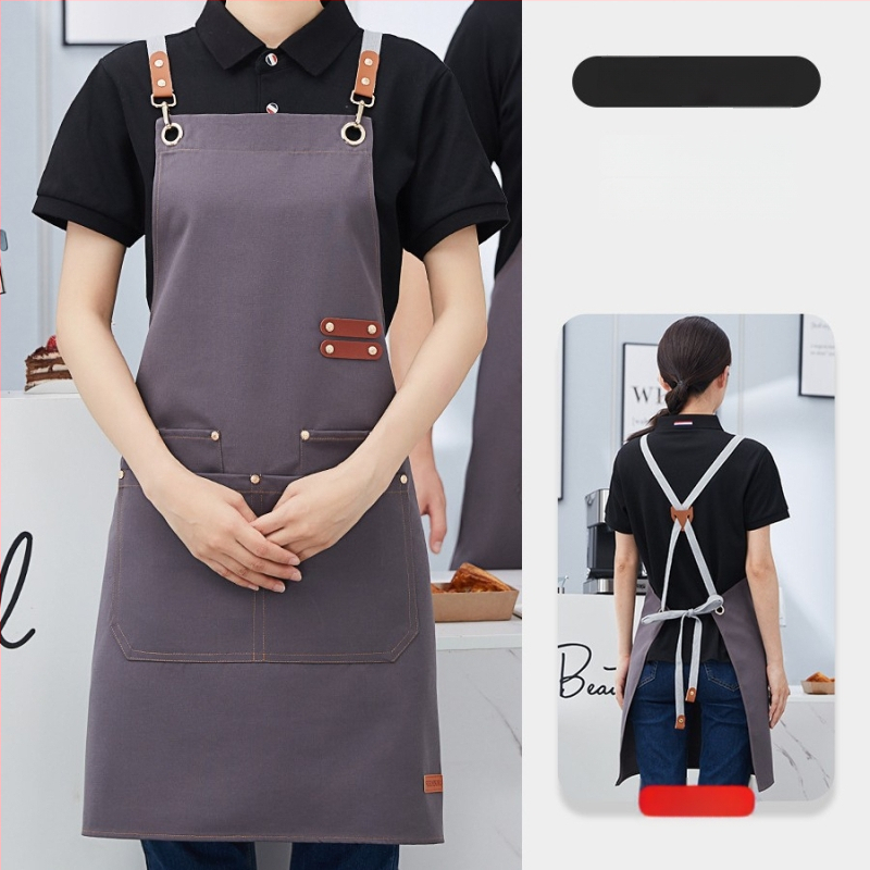 Zástera z plátna, vodeodolná, bez rukávov, pre catering – tlač loga, moderný minimalistický štýl kuchyne