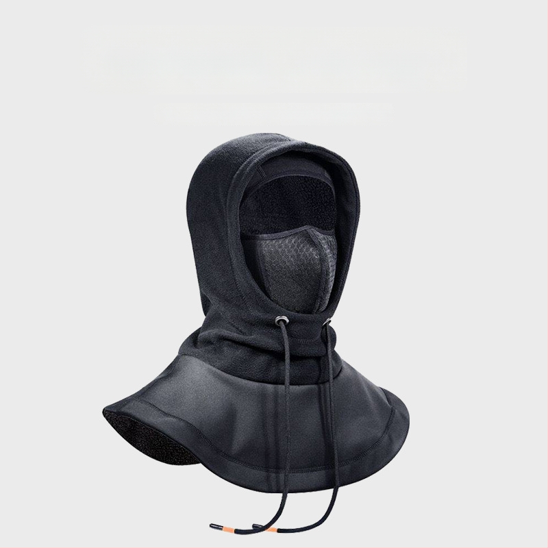 Cyklistická maska s integrovanou čiapkou a šálom, flísová podšívka, vetruodolný materiál, polyester, unisex, vonkajšie zimné jazdy