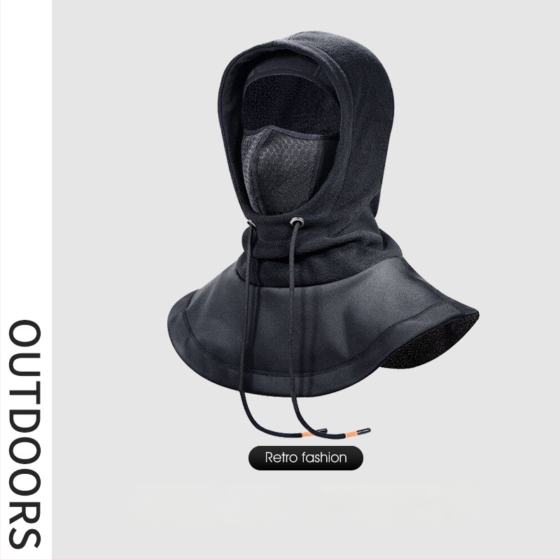Cyklistická maska s integrovanou čiapkou a šálom, flísová podšívka, vetruodolný materiál, polyester, unisex, vonkajšie zimné jazdy