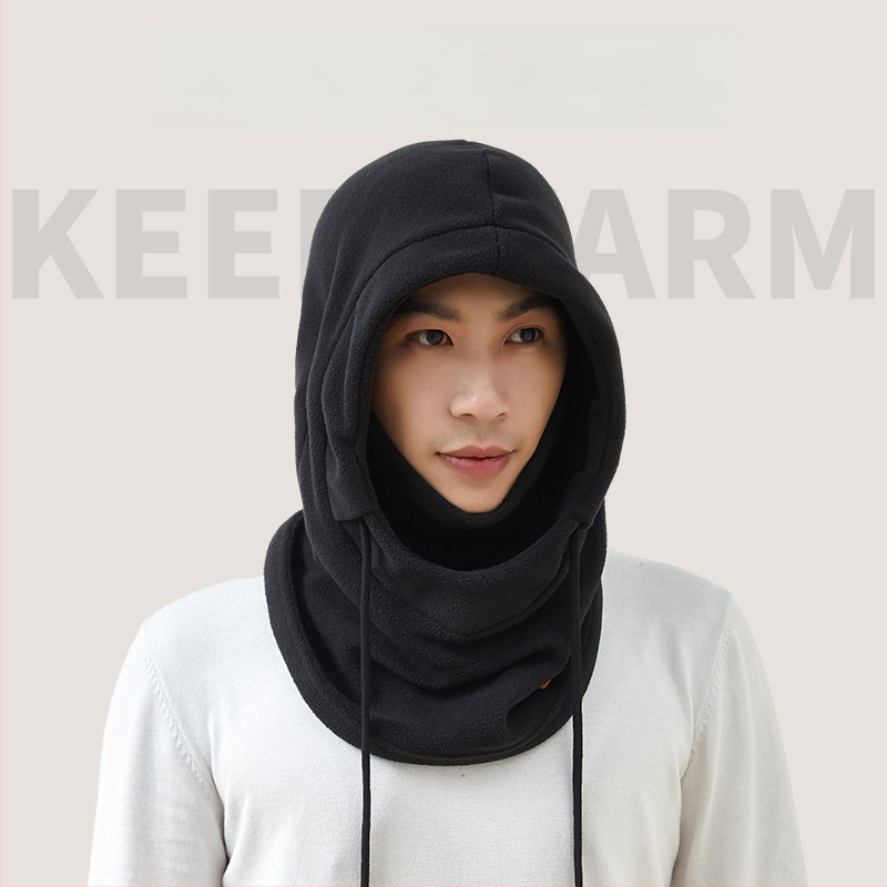 Cyklistická maska s integrovanou čiapkou a šálom, flísová podšívka, vetruodolný materiál, polyester, unisex, vonkajšie zimné jazdy