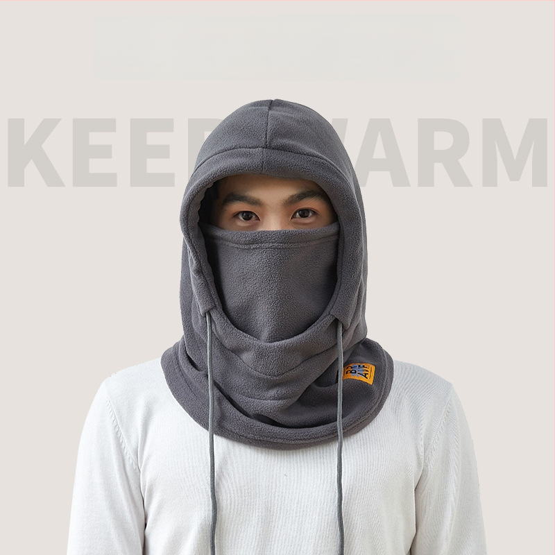 Cyklistická maska s integrovanou čiapkou a šálom, flísová podšívka, vetruodolný materiál, polyester, unisex, vonkajšie zimné jazdy