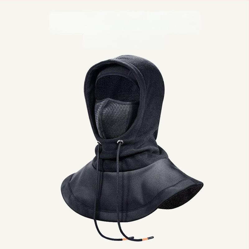 Cyklistická maska s integrovanou čiapkou a šálom, flísová podšívka, vetruodolný materiál, polyester, unisex, vonkajšie zimné jazdy