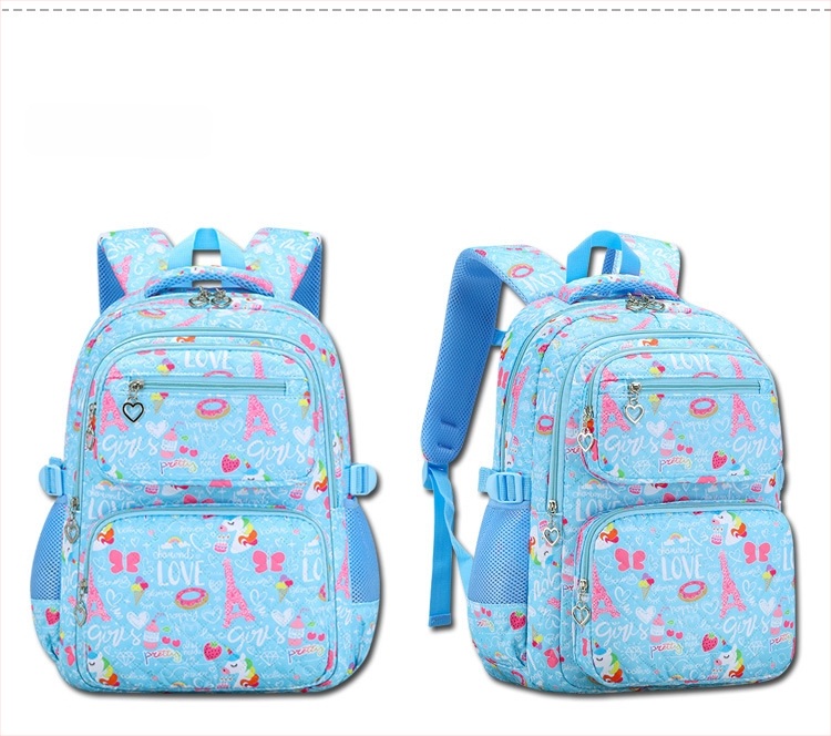 Mergaitėms skirtas trijų dalių Oxford audinio kuprinių komplektas su animaciniu piešiniu, oro pagalvės diržai, kvėpuojantis, ultra lengvas ir sulankstomas – gaivus ir saldus stilius, 5–6 klasei