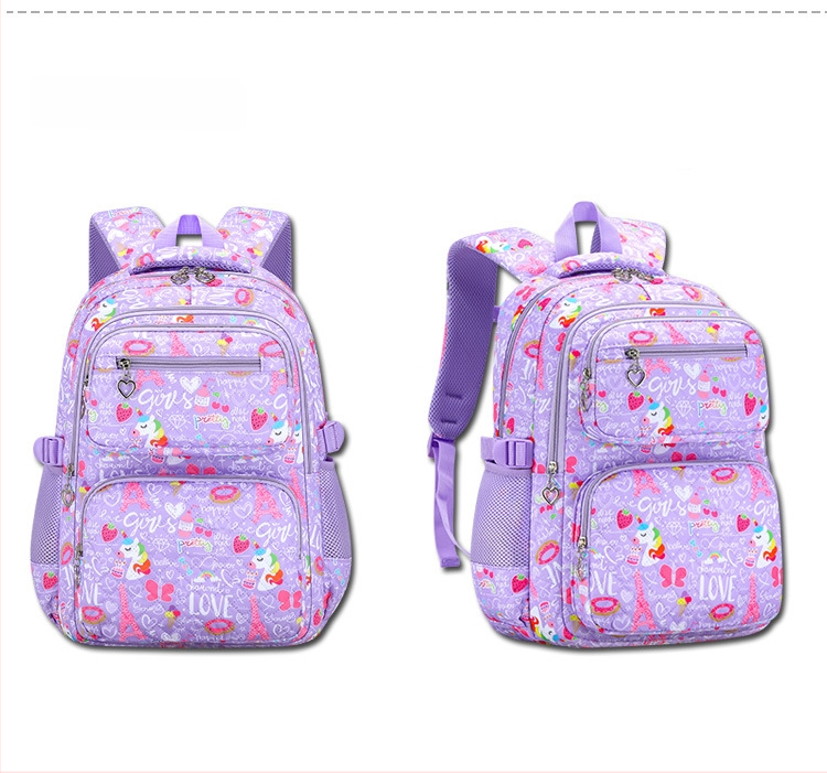 Mergaitėms skirtas trijų dalių Oxford audinio kuprinių komplektas su animaciniu piešiniu, oro pagalvės diržai, kvėpuojantis, ultra lengvas ir sulankstomas – gaivus ir saldus stilius, 5–6 klasei