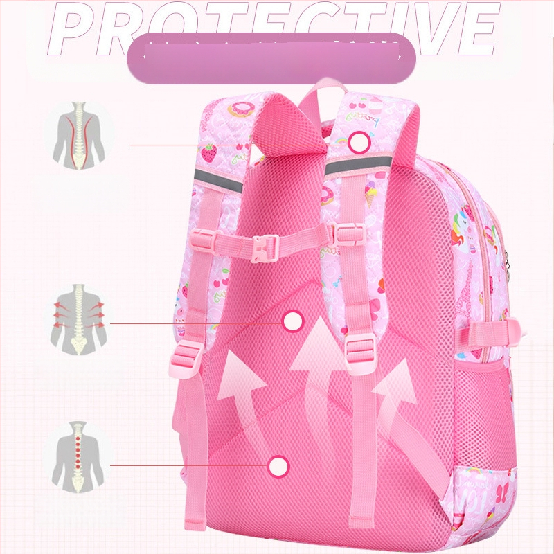 Mergaitėms skirtas trijų dalių Oxford audinio kuprinių komplektas su animaciniu piešiniu, oro pagalvės diržai, kvėpuojantis, ultra lengvas ir sulankstomas – gaivus ir saldus stilius, 5–6 klasei