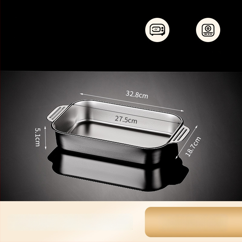 Nerezová oceľová panvica na ryby pre indukčnú platňu — štvorcová, elektroplatovaná povrchová úprava, multifunkčná gril panvička s ľahkou údržbou a proti hrdzi