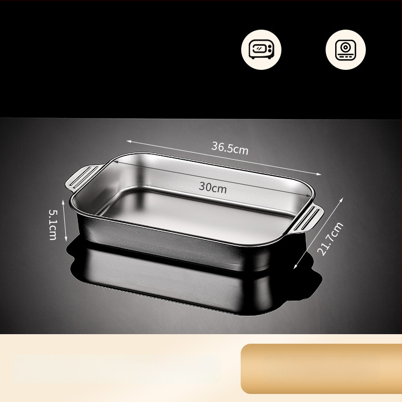 Nerezová oceľová panvica na ryby pre indukčnú platňu — štvorcová, elektroplatovaná povrchová úprava, multifunkčná gril panvička s ľahkou údržbou a proti hrdzi