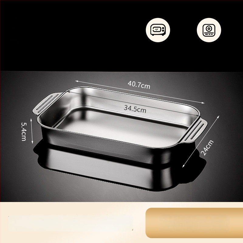 Nerezová oceľová panvica na ryby pre indukčnú platňu — štvorcová, elektroplatovaná povrchová úprava, multifunkčná gril panvička s ľahkou údržbou a proti hrdzi