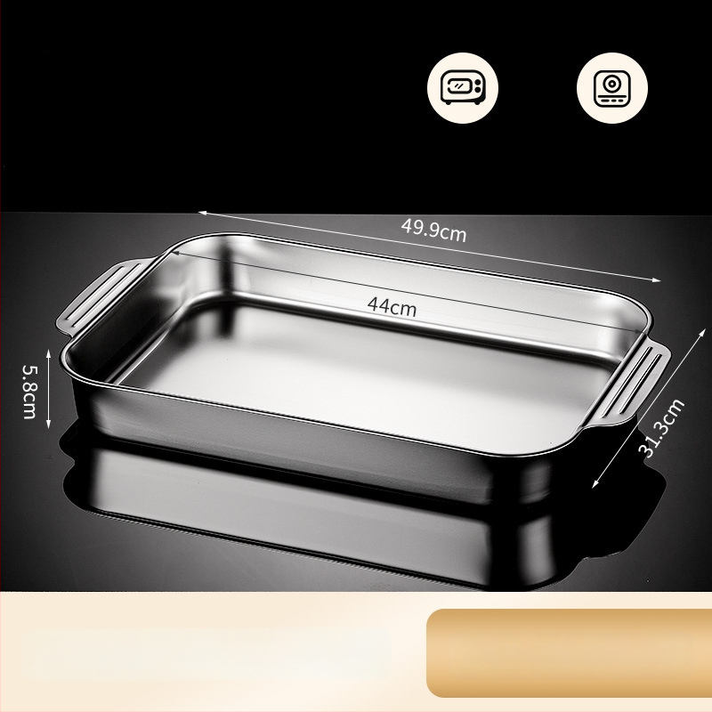 Nerezová oceľová panvica na ryby pre indukčnú platňu — štvorcová, elektroplatovaná povrchová úprava, multifunkčná gril panvička s ľahkou údržbou a proti hrdzi