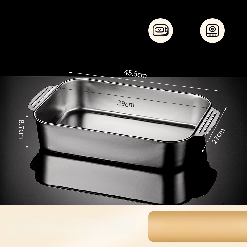 Nerezová oceľová panvica na ryby pre indukčnú platňu — štvorcová, elektroplatovaná povrchová úprava, multifunkčná gril panvička s ľahkou údržbou a proti hrdzi