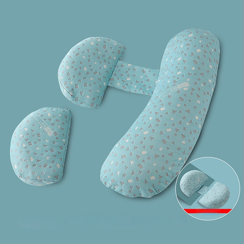 Blue Love Flower tehotenská U-tvarovaná vankúš na spanie — tvar: U, jadro: 100% bavlna, hmotnosť: 1.05–1.50 kg, vhodná pre celé tehotenstvo