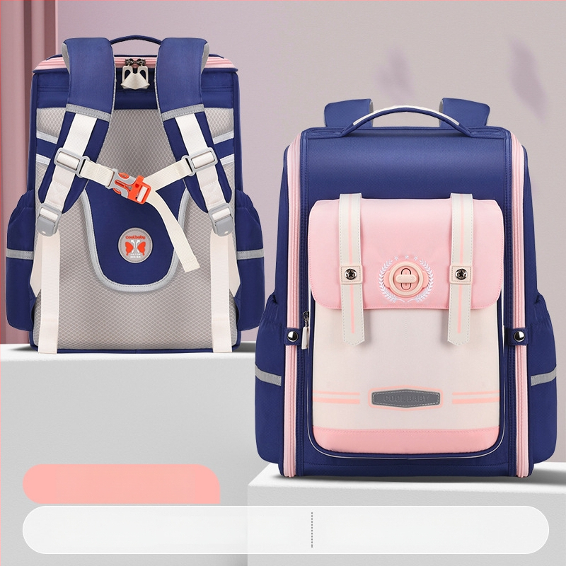 Unisex mokyklinė kuprinė 1–6 klasei, kvėpuojanti, itin lengva, išplėčiama, mažinanti apkrovą, atšvaitiniai elementai nakties saugumui; medžiaga: Oxford audinys; pamušalas: poliesteris; ergonomiška nugaros plokštė