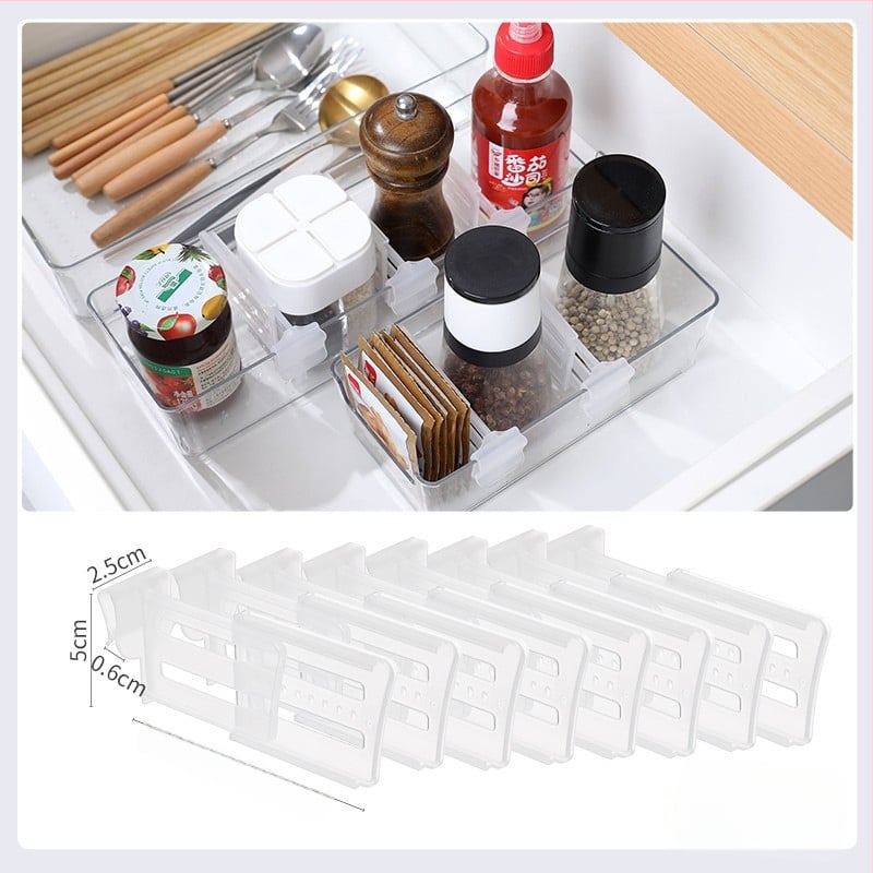 Delič chladničky – bočné dvere, zvislý delič, nastaviteľný plastový panel, modulárna konfigurácia