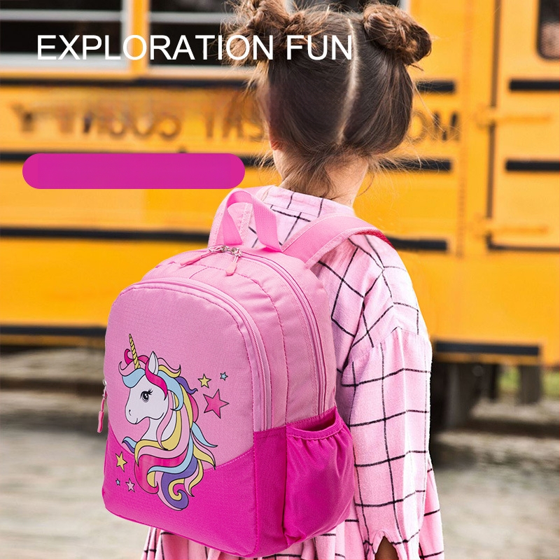 Vaikų kuprinė su vienaragio motyvu, Oxford audinys, kvėpuojanti, lengva, pečių dirželiai su oro pagalve