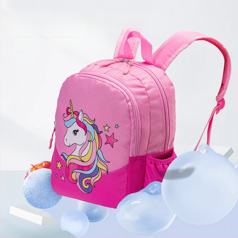 Vaikų kuprinė su vienaragio motyvu, Oxford audinys, kvėpuojanti, lengva, pečių dirželiai su oro pagalve