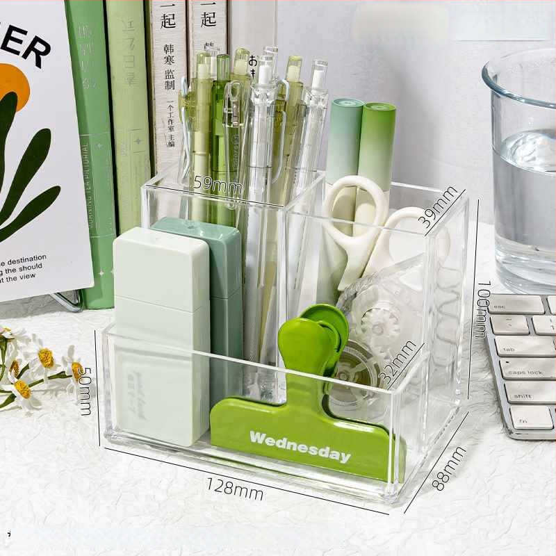 Priehľadný akrylový držiak na perá s veľkou kapacitou — organizér na písacie potreby na detskom stole, darček pre spolužiaka, Vianoce