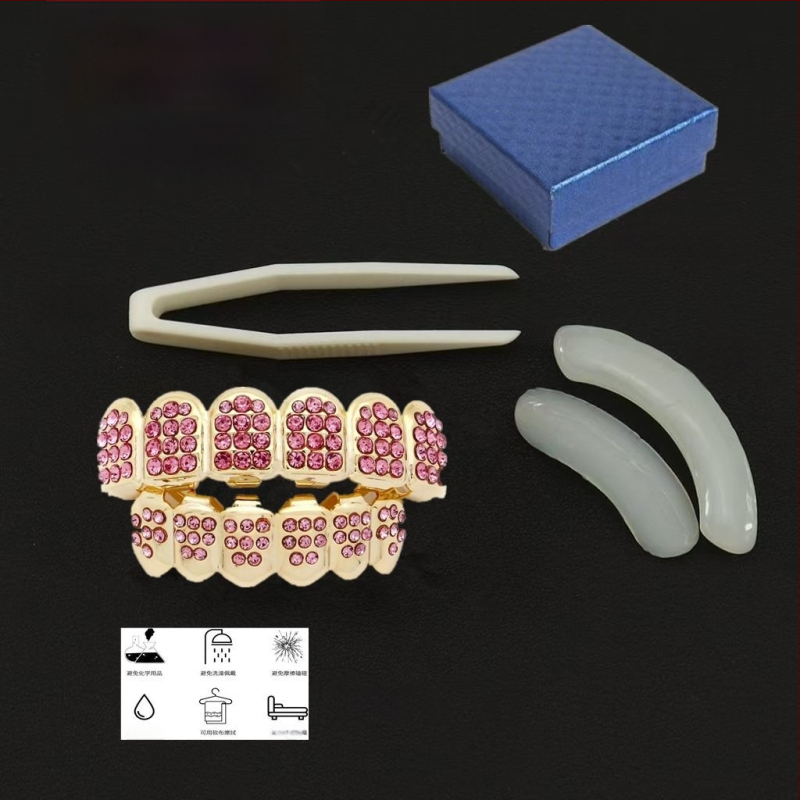 Zubné šperky na kostým - zliatina, elektroplating, kreslený štýl, čerstvý a sladký dizajn, jar 2025