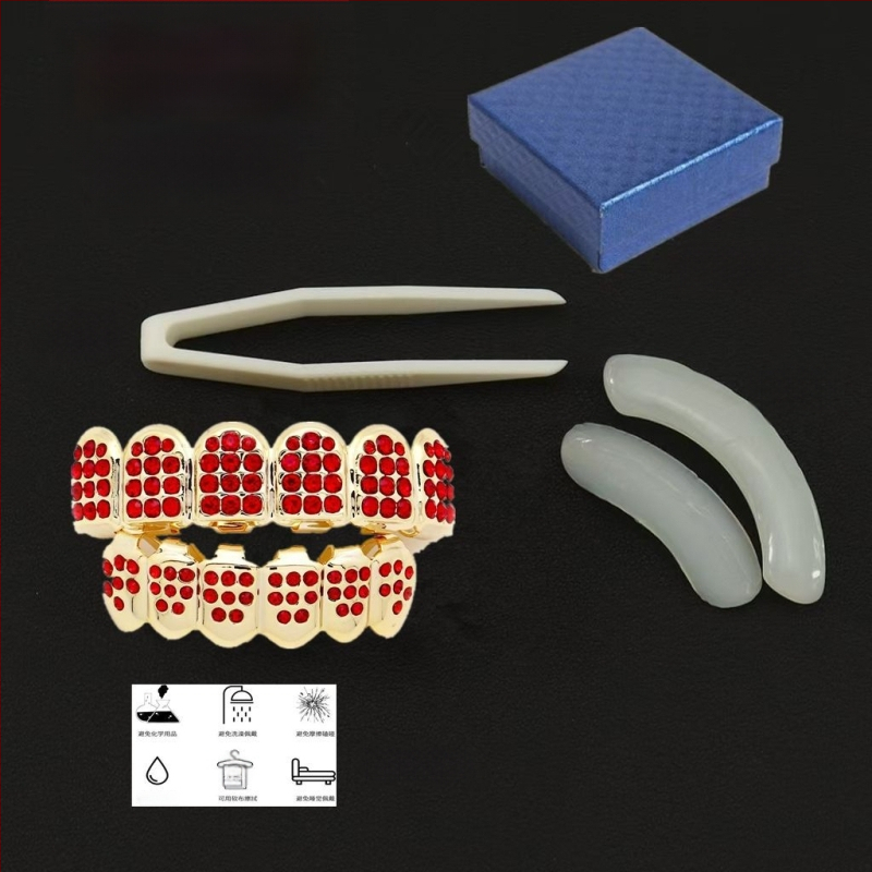 Zubné šperky na kostým - zliatina, elektroplating, kreslený štýl, čerstvý a sladký dizajn, jar 2025