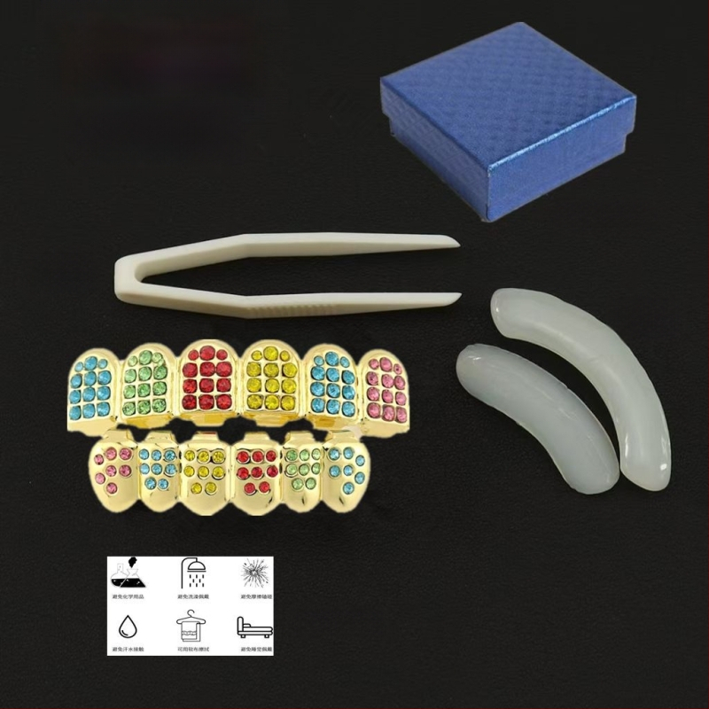 Zubné šperky na kostým - zliatina, elektroplating, kreslený štýl, čerstvý a sladký dizajn, jar 2025