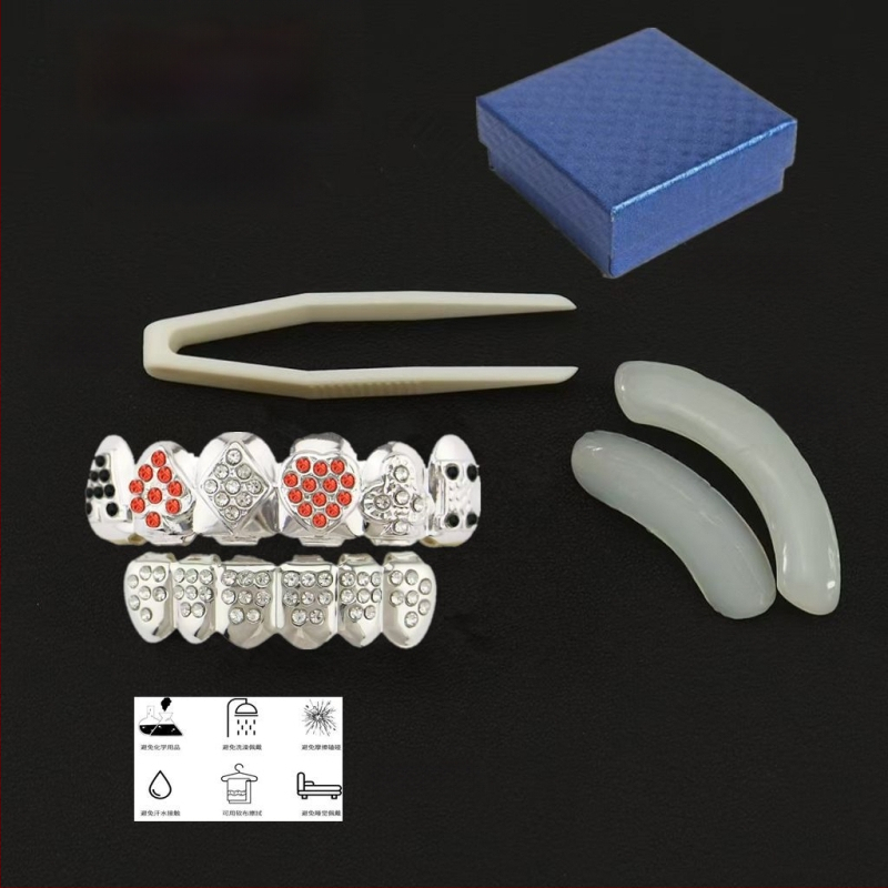 Zubné šperky na kostým - zliatina, elektroplating, kreslený štýl, čerstvý a sladký dizajn, jar 2025